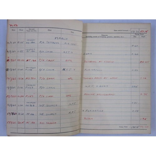 390 - WWII Royal Air Force Observer's and Air Gunners flying log book, named to Lac. R.D. Reeves. entries ... 