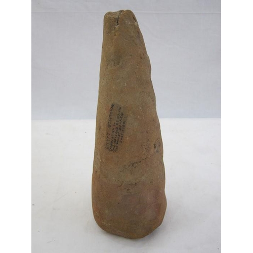 416 - Egyptian terracotta foundation stone, ' Egypt 18-19th dynasty, Translation:- One revered by Osiris t... 