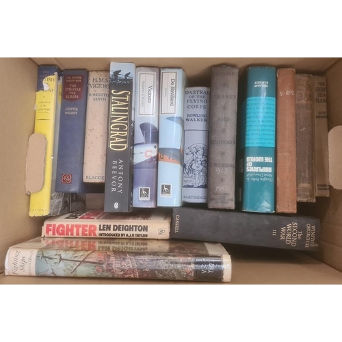 59 - Militaria, three boxes of books on the subject of war, to include Piers Brendon 