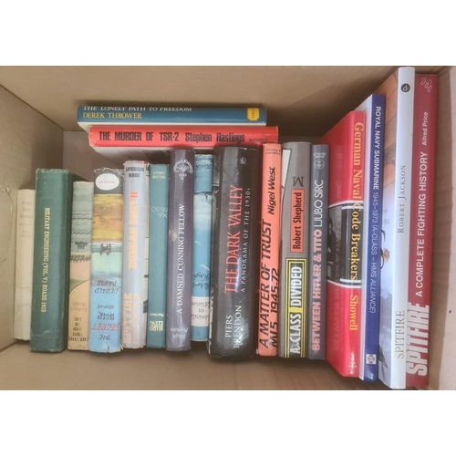 59 - Militaria, three boxes of books on the subject of war, to include Piers Brendon 