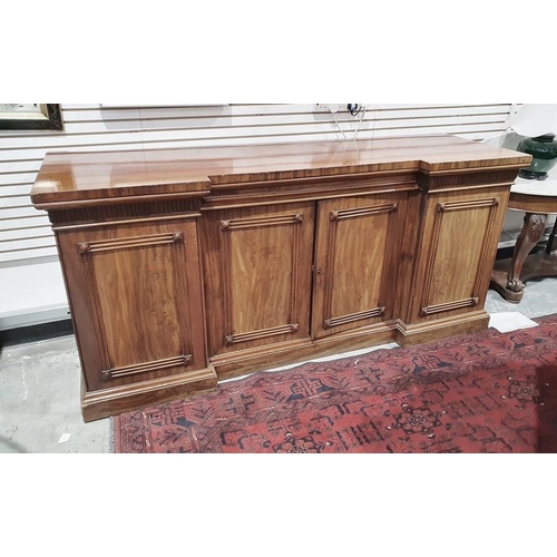 1417 - 19th century mahogany breakfront sideboard with two drawers above four cupboard doors, on plinth bas... 