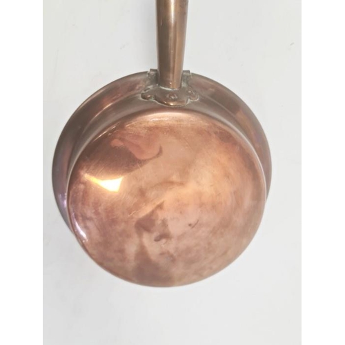 162 - Copper warming pan with turned wood handle