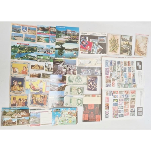 164 - Large quantity of ephemera to include postcards, viz: topographical, humorous etc., album of stamps,... 