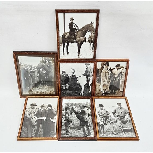 167 - Set of seven early 20th century black and white photos of figures at a country show, some on horseba... 