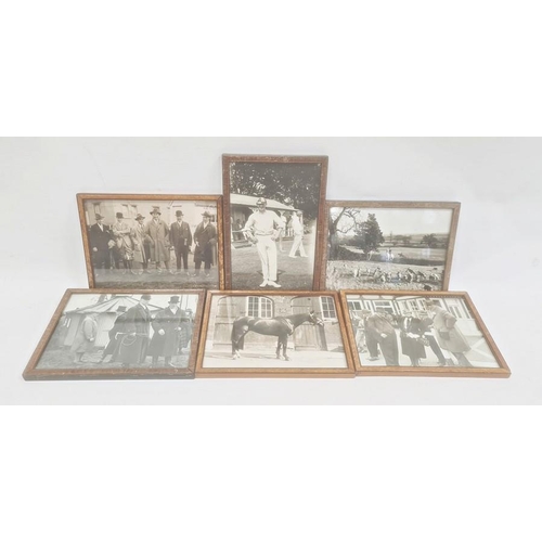 168 - Set of six early 20th century black and white photographs, variously hunting, race meetings, cricket... 