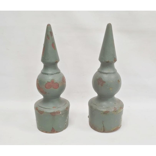 173 - Pair painted metal spires, probably from gate posts, 47cm high and one similar (3)