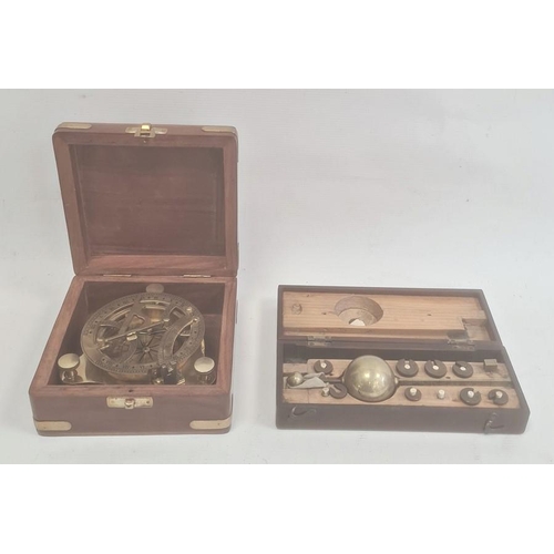 215 - A Sikes' hydrometer in wooden case and a miniature desktop sundial, boxed (2)