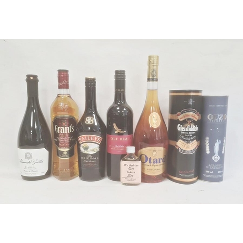 262 - Selection of wines, spirits and liqueurs including Otard VS Cognac, Glenfiddich single malt, Grants ... 