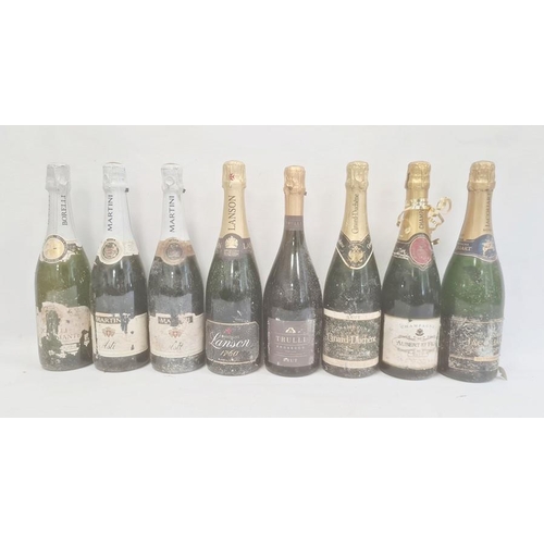 263 - Six bottles of champange and eight other various sparkling wines to include Lanson Black Label, Perr... 