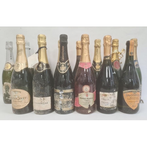 263 - Six bottles of champange and eight other various sparkling wines to include Lanson Black Label, Perr... 