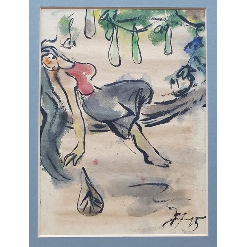 276 - 20th century - Unknown artist
 Pen and coloured wash sketches
 Figures, all signed and dated H '95, ... 