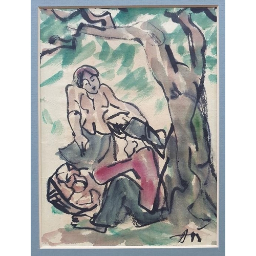 276 - 20th century - Unknown artist
 Pen and coloured wash sketches
 Figures, all signed and dated H '95, ... 