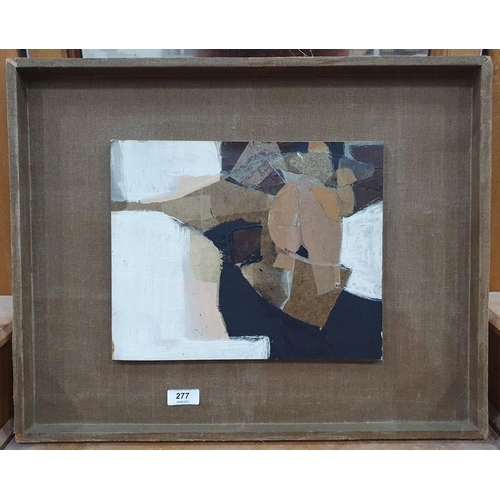 277 - Reg Miller - 20th century
 Mixed media 
 Collage and abstract composition, 24 x 30cm, mounted on ori... 