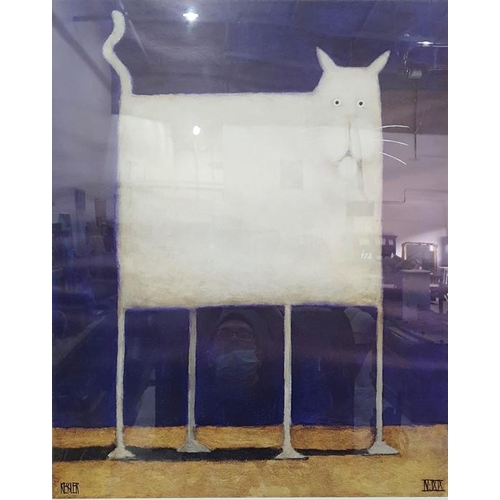 302 - After Kessler
 Print
 Cartoon cat, 84cm x 64cm (including frame)