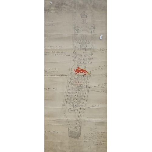 306 - George Potter & Coy - 20th century
 Pencil
 Pair of designs for military sashes for the 1st Bn the N... 