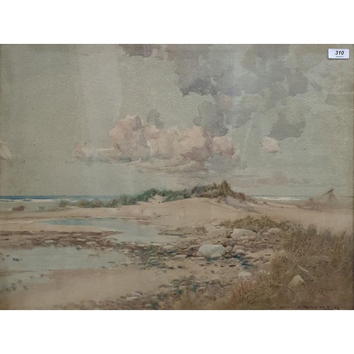 313 - Oswald Garside (1879-1942)
 Watercolour
 Coastal scene with dunes, signed and dated lower right, 46 ... 