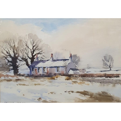 316 - Arthur Gee (1934-2011)
 Watercolour
 Cottage in a winter landscape, signed lower left, 51 x 73cm