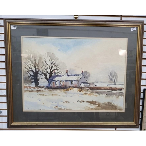 316 - Arthur Gee (1934-2011)
 Watercolour
 Cottage in a winter landscape, signed lower left, 51 x 73cm