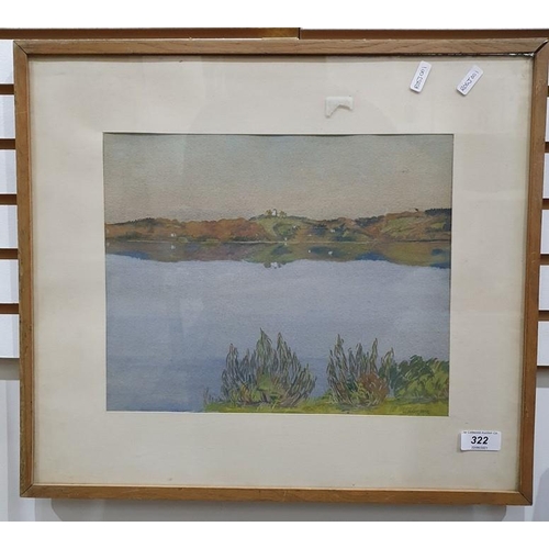 322 - H Marc (early 20th century)
 Watercolour
 Lake view, signed and dated 1912 lower right, 25cm x 30cm