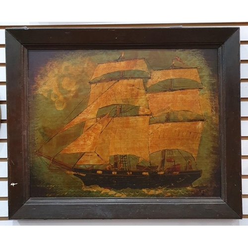 326 - Naive school
 Oil on board
 Sailing boat, signed with monogram and dated 90 lower right, 37cm x 48cm