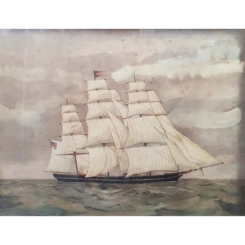 340 - 19th century school
  Watercolour
 Clipper ship at sea, unsigned, 38cm x 49.5cm