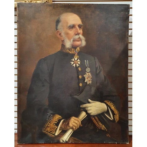 347 - Honora Jackson (British, 20th century) 
 Oil on canvas
 Half-length portrait of seated military gent... 