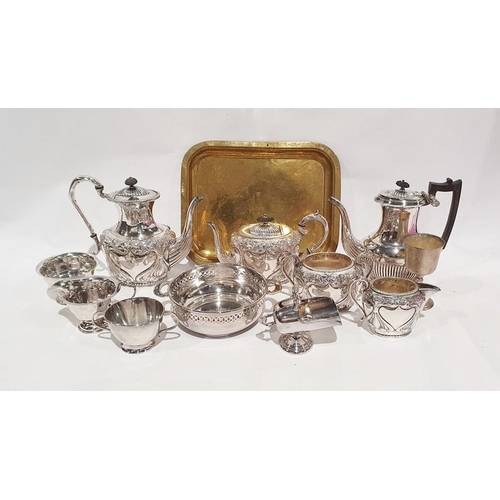 361 - Assorted silver plate to include four-piece tea service, two-handled bowl, other tea service and oth... 