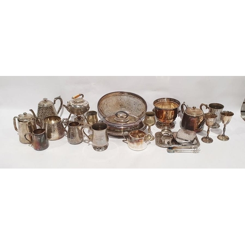 369 - Various tankards, teapot, jugs, serving items (1 box)