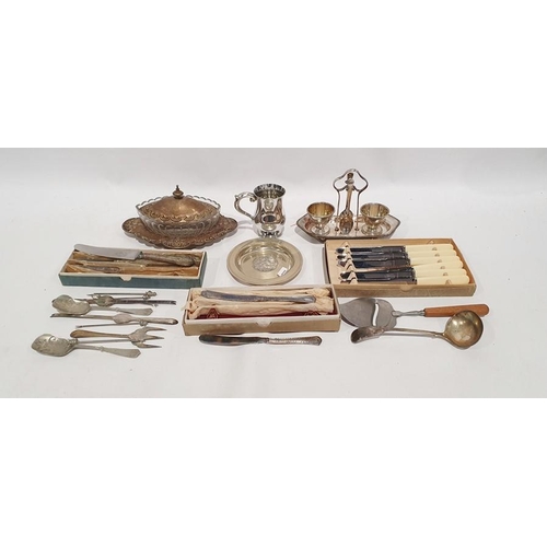 373 - Quantity of plated ware, various flatware and serving dishes (1 box)