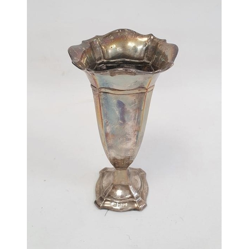 383 - 1920's silver-mounted trumpet-shaped vase with flared rim, quatrefoil-shaped base, Chester 1921, mak... 