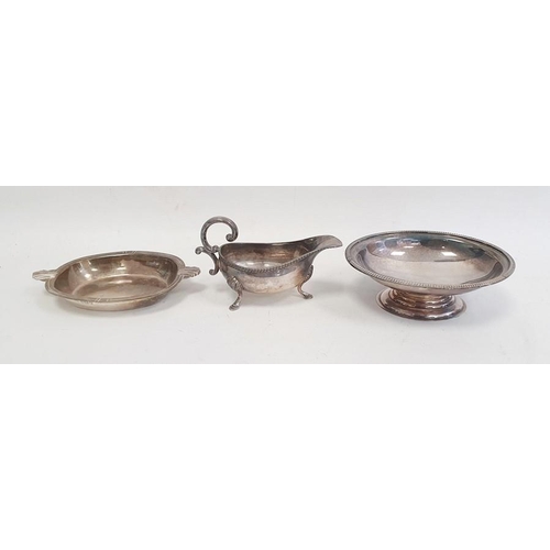 384 - 1970's silver sauceboat, London 1978, maker A Chick & Sons Ltd, 4oz approx, a 1940's silver two-hand... 