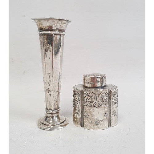 390 - Late Victorian silver tea canister, engraved and repousse floral and swag decorated, Sheffield 1900,... 