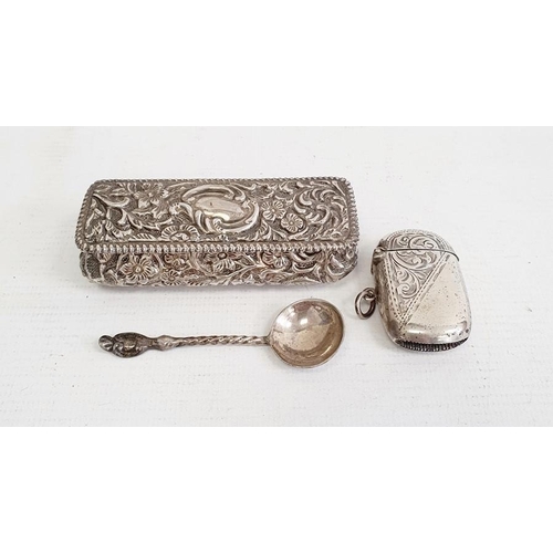 401 - Edward VII silver rectangular trinket box with floral repousse decoration, Birmingham 1901, maker He... 