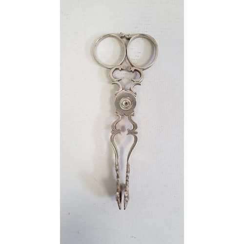 409 - Pair of 19th century silver scissor-pattern sugar tongs, maker's mark 'IG', 12cm, 1ozt