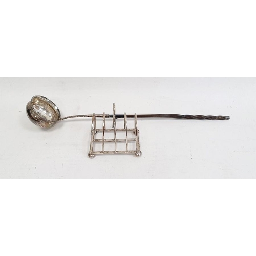 410 - Georgian silver punch ladle, the bowl with inset coin and twisted whalebone handle, unmarked and a s... 