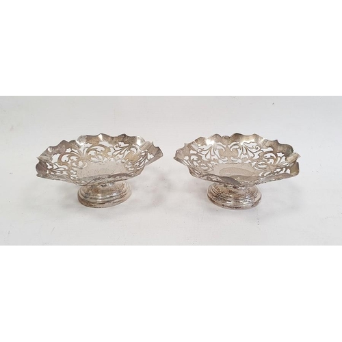 416 - Pair of silver bonbon dishes by G Bryan & Co, Birmingham 1913, of shaped circular form with wavy rim... 