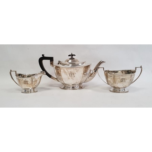 425 - Silver three-piece tea set by Frank Cobb & Co Ltd, Sheffield 1939, comprising teapot, two-handled su... 