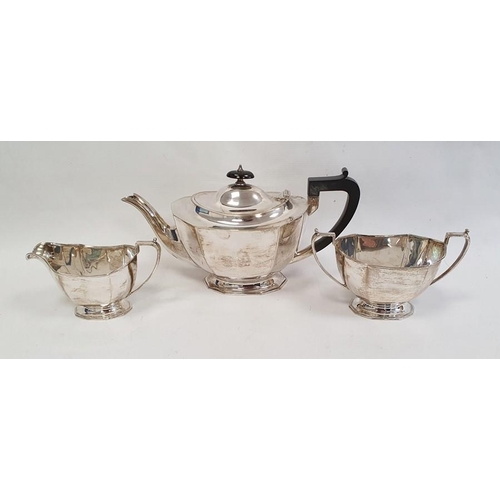 425 - Silver three-piece tea set by Frank Cobb & Co Ltd, Sheffield 1939, comprising teapot, two-handled su... 