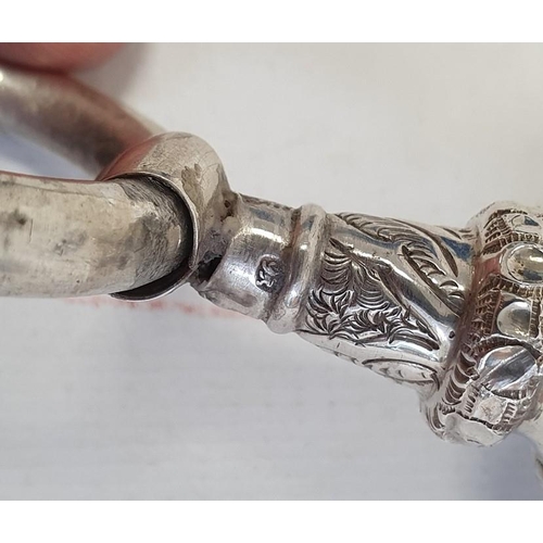 432 - Victorian silver rattle, Birmingham 1893, with floral scrolling decoration with integral whistle and... 