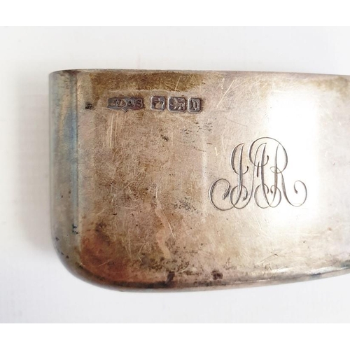 435 - Silver salt by Mappin & Webb, Birmingham 1925 and a matching mustard pot and cover, both of panelled... 