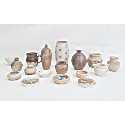 44 - Ewenny pottery small bowl, quantity other studio pottery ceramics to include vases and jugs and two ... 