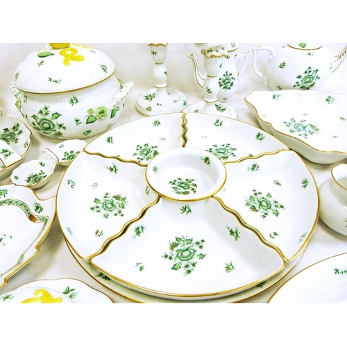 67 - Extensive Herend porcelain matched service, various pieces in green floral and gilt patterns, viz:- ... 