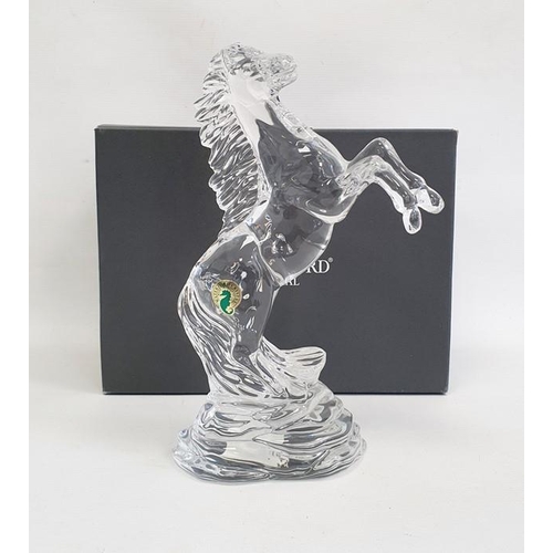 79 - Waterford crystal model depicting a rearing horse, acid etched mark to base and retains original lab... 