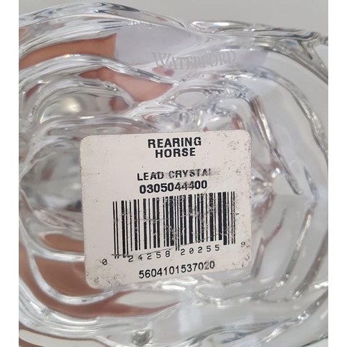 79 - Waterford crystal model depicting a rearing horse, acid etched mark to base and retains original lab... 