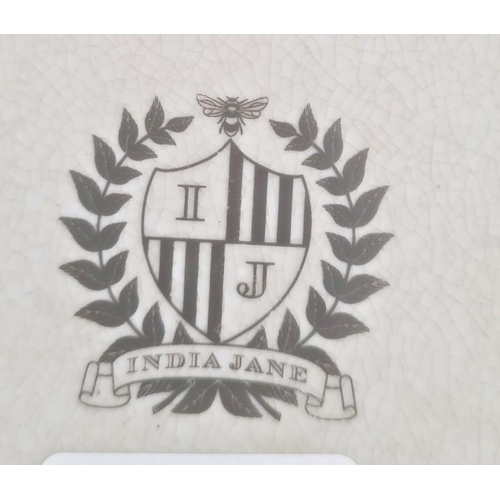 1 - Large modern bowl by India Jane decorated with pagodas, trees etc.  30cm diameter