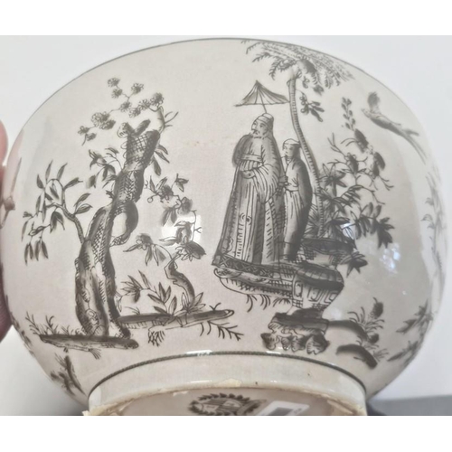 1 - Large modern bowl by India Jane decorated with pagodas, trees etc.  30cm diameter