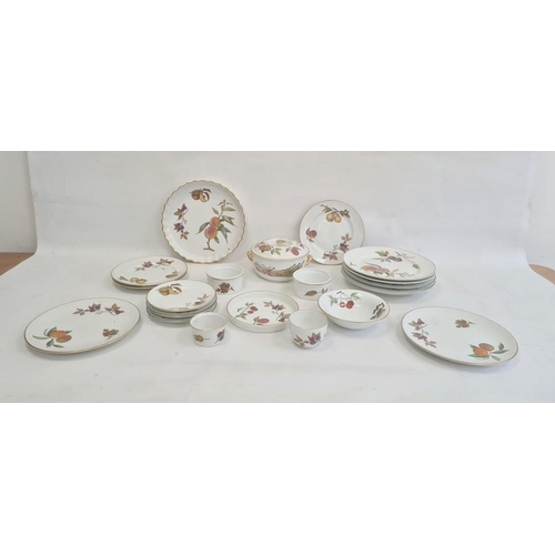 27 - Quantity Royal Worcester 'Evesham' pattern oven to tableware to include flan dishes and covered cass... 
