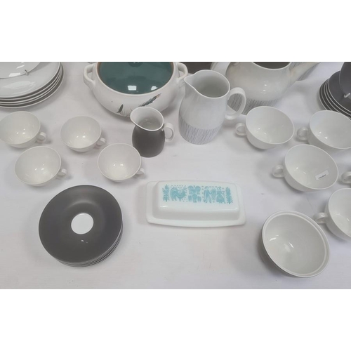 3 - Mid century Swiss porcelain part breakfast service comprising teapot (crack to handle), coffee jug, ... 