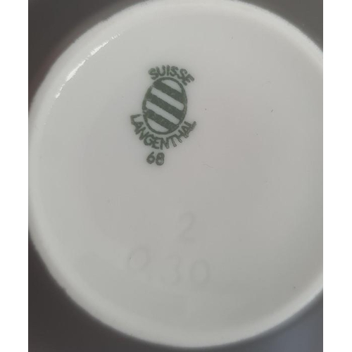 3 - Mid century Swiss porcelain part breakfast service comprising teapot (crack to handle), coffee jug, ... 