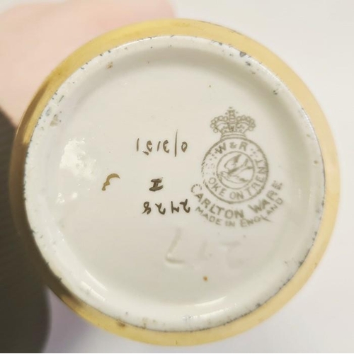 36 - Carltonware pottery chinoiserie vase, the blue ground gilt and relief decorated with pagoda and flow... 